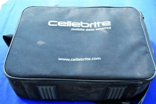 Cellbrite bag with plenty adapters and stuff
