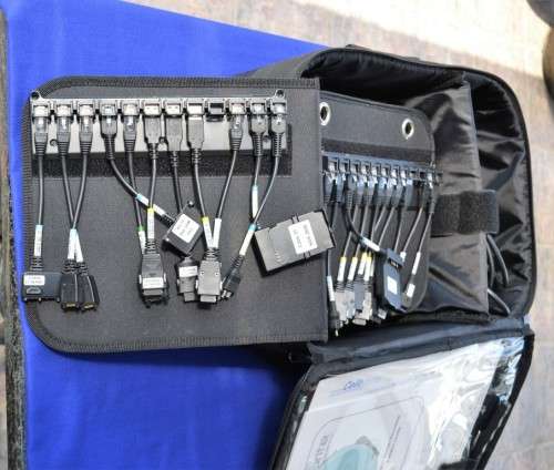 Cellbrite bag with plenty adapters and stuff