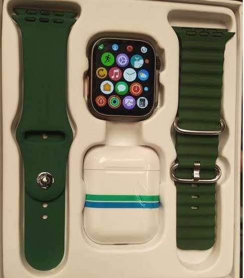 Dual Strap Smart Watch + Fitness Health Tracker + Earphones