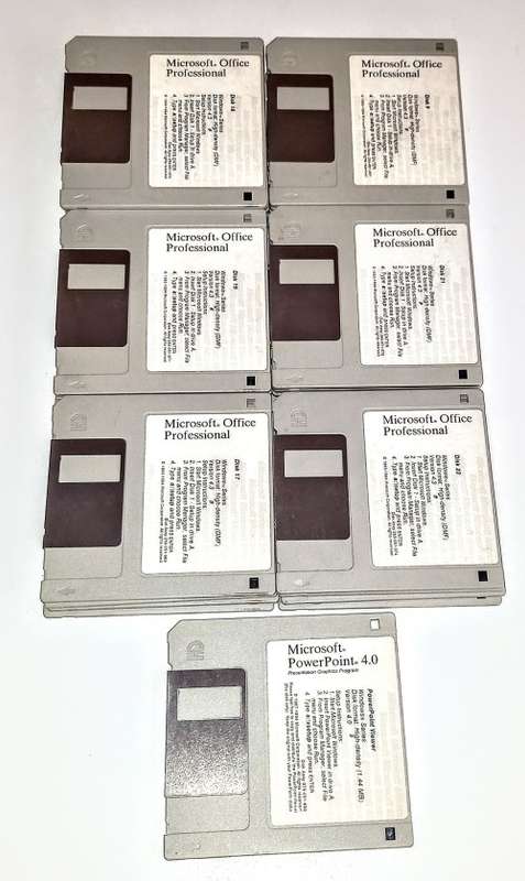 BUY NOW / DON`T WAIT.Vintage Floppy Disc`s installation for Windows / Office & Powerpoint. 26 Disc`s