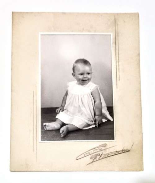 Vintage Black & White Photograph on Backing Board. 15.5cm x 10.5cm without board