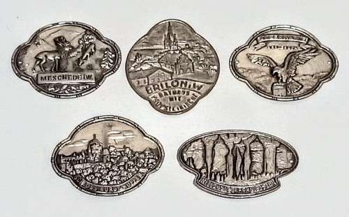 Vintage Stocknagel Walking Stick Metal Badges