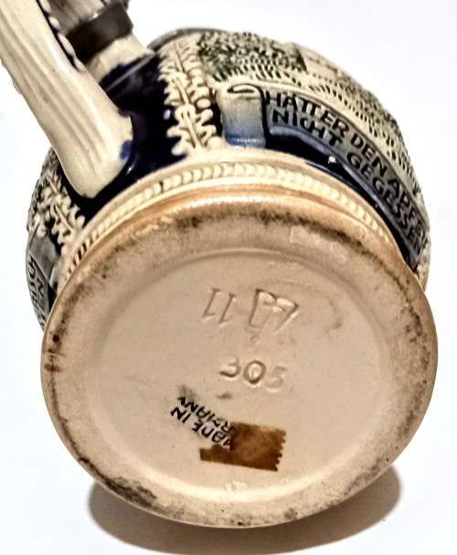 Vintage Germany Beer Stein with Pewter Lid. 16.5cm Tall