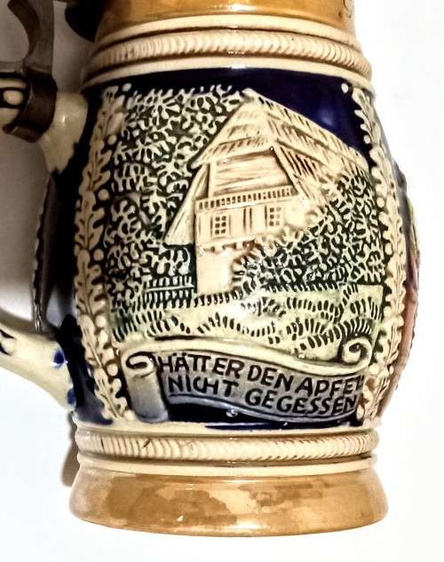 Vintage Germany Beer Stein with Pewter Lid. 16.5cm Tall