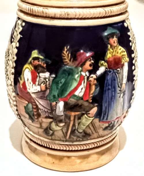 Vintage Germany Beer Stein with Pewter Lid. 16.5cm Tall