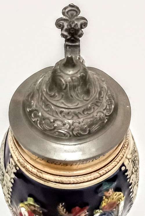 Vintage Germany Beer Stein with Pewter Lid. 16.5cm Tall