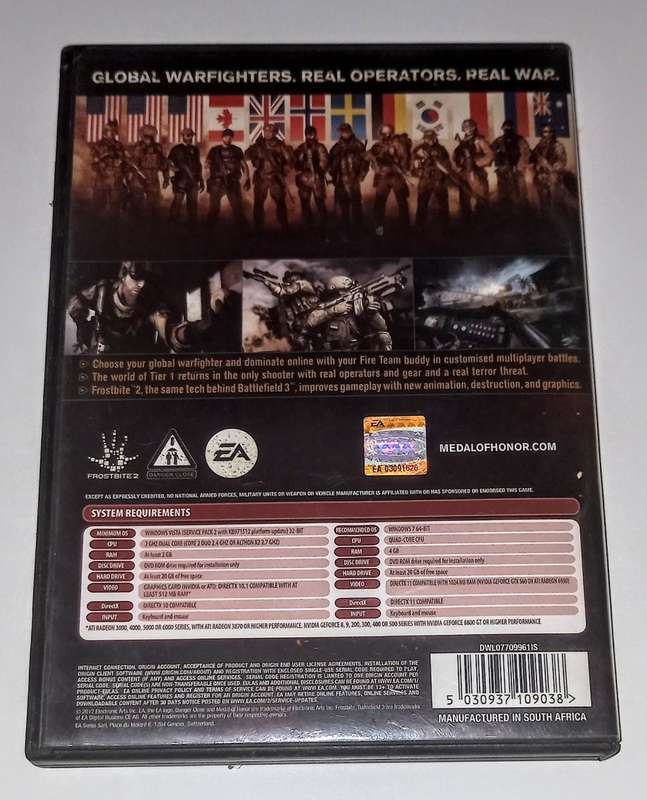 2012. Medal Of Honor Warfighter. PC DVD 2 Disc Pack