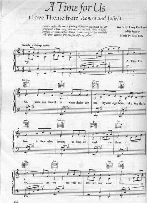 Romeo & Juliet - A Time For Us (Piano Sheet Music)