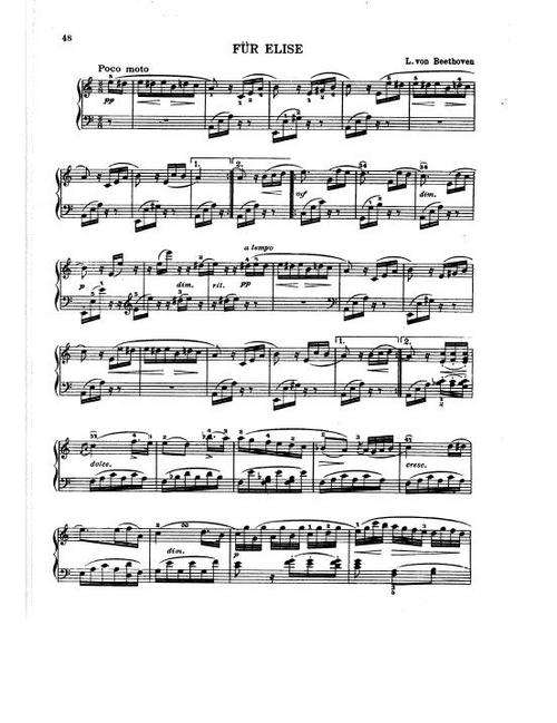 Beethoven - Fur Elise (Piano Sheet Music) *Free Shipping*