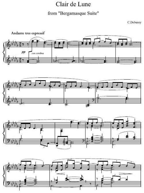 Claude Debussy - Claire de Lune (Piano Sheet Music) *Free Shipping*