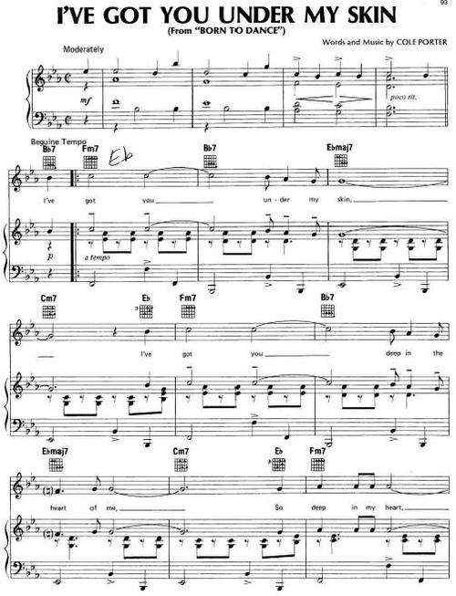 Cole Porter - I've Got You Under My Skin (Piano Sheet Music) *Free Shipping*