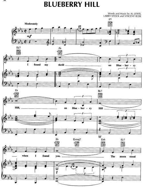 Fats Domino - Blueberry Hill (Piano Sheet Music) *Free Shipping*