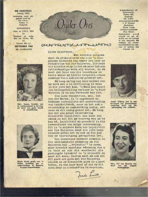 Huisvrou Tydskrif - Sep 1960 - Sien produkeskrywing