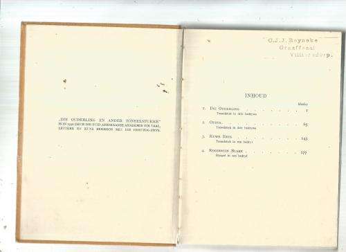 Die ouderling en ander toneelstukke - HA Fagan - baie ou 1936 uitgawe