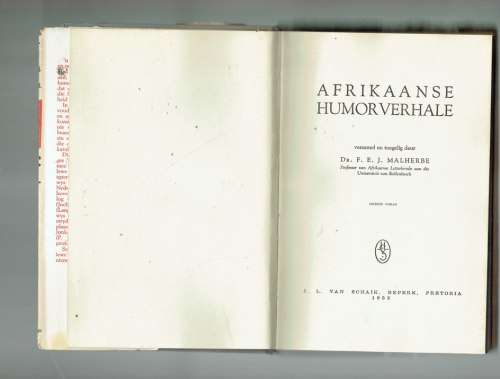 Afrikaanse humor verhale - FEJ Malherbe - 1953 - Klassieke Afrikaanse humor - baie skaars