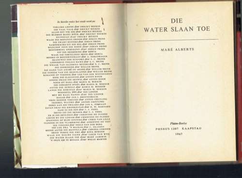 Mare Alberts - Die water slaan toe - 1967 - Pluimboek - Speurverhaal