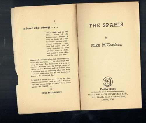 The Spahis - Mike M`Cracken - 1953 - 4 the book - French Foreign Legion series