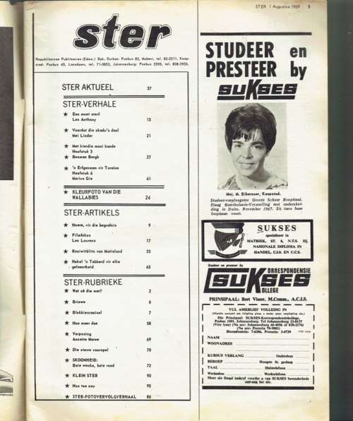 Ster Tydskrif - 1 Aug - 1969 - Sien produkbeskrywing vir inhoud