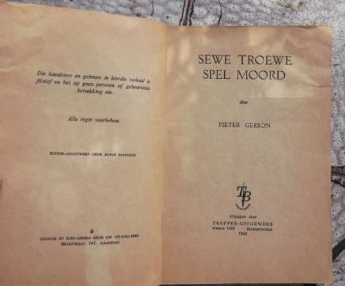 Sewe troewe spel moord - Pieter Gerson - Trefffer boek 1960 - Speurreeks