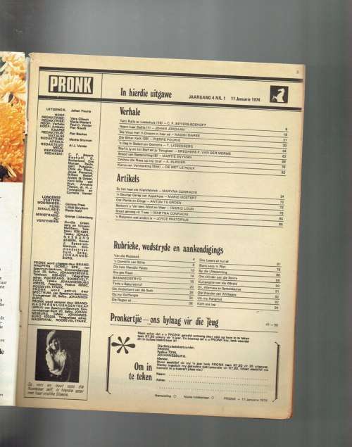 Pronk Tydskrif - 11 Jan 1974 - Sien produkbeskrywing