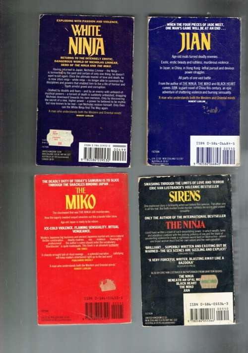 Van Lustbader lot of 4 books - Jian - Sirens - Miko - White Ninja (e)