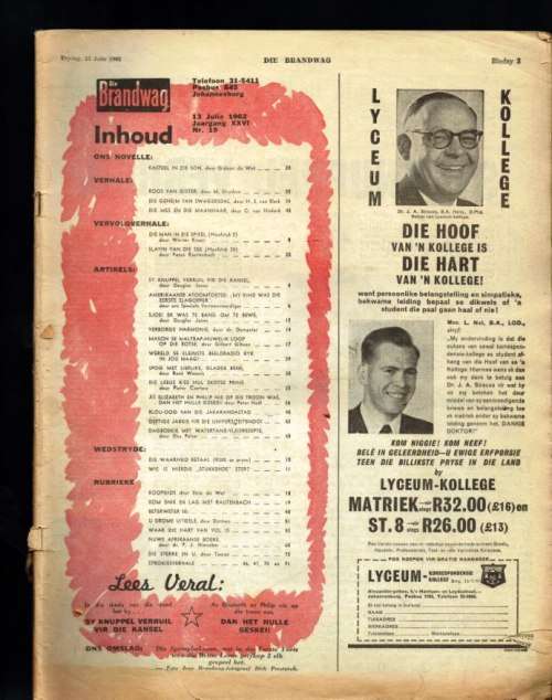 Brandwag Tydskrif - 13 Jul 1962 - Sien Produkbeskrywing