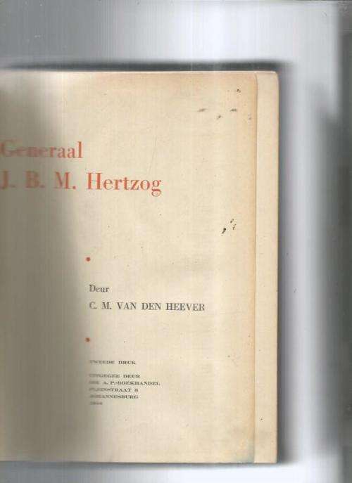 Generaal JBM Hertzog - CM van den Heever - 1944 uitgawe