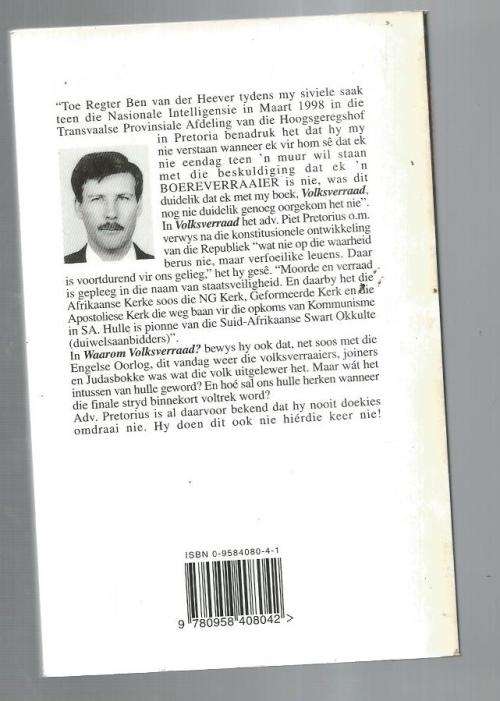 Volksverraad waarom? - Adv PJ Pretorius - 2001