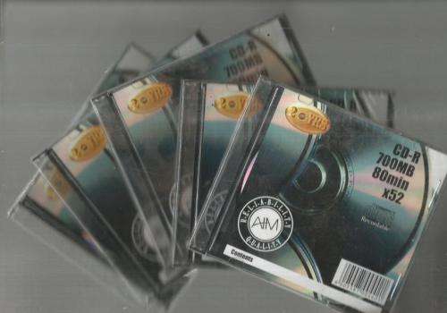 Lot of 5 AIM - CD-R cd`s - 80 min x52 (AIM038)