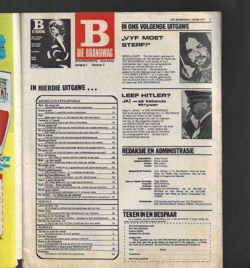 Brandwag Tydskrif 28 Mei 1971 - Sien produkbeskrywing - derde uitgawe!