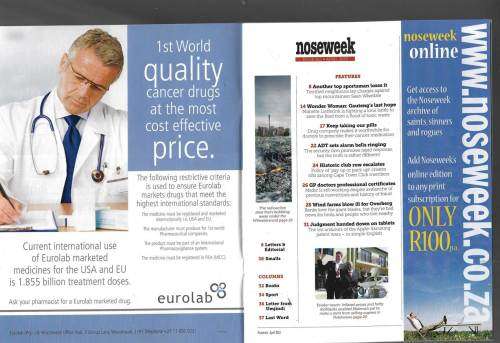 Noseweek Magazines x 2 no`s 156 and 162 - See scans for index