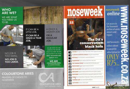 Noseweek Magazines x 2 no`s 156 and 162 - See scans for index