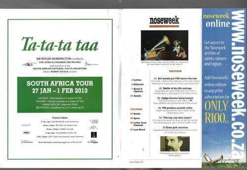 Noseweek magazine 160 Feb 2013 - see scans