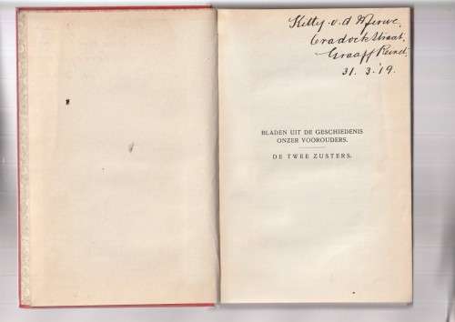 De twee zusters - D`Arbez - 1912 - eerste uitgawe - ZA Historie Bibliotheek nr 10