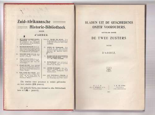 De twee zusters - D`Arbez - 1912 - eerste uitgawe - ZA Historie Bibliotheek nr 10