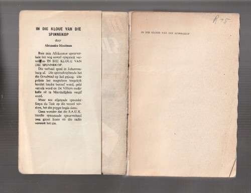 In die Kloue van die Spinnekop - Alexander Moolman - 1950 - Goeie Hoop sagteband speurverhaal