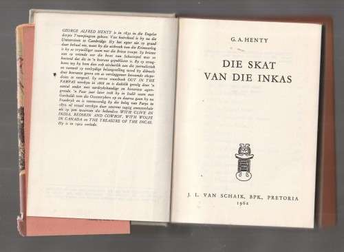 Die Skat van die Inkas - CA Henty - 1962 - Libri reeks nr 17 (a9)