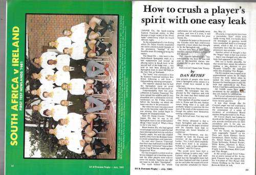 RUGBY Magazine July 1981 - Pre view of NZ Tour