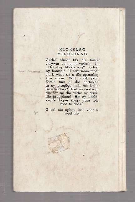 Klokslag Middernag - Andre Murat ( R Hendriks) - Pronk boek Speurverhaal
