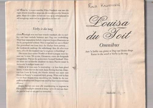 Louisa du Toit Omnibus - Liefde van gister /Dag van kleine dinge /Kerse in wind /verby is die nag C5