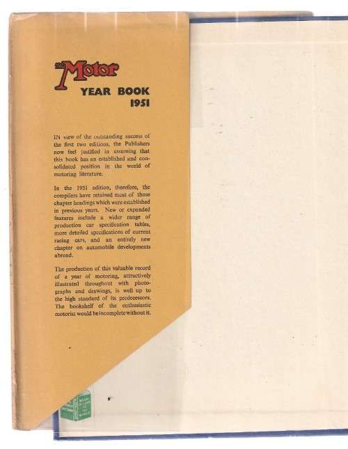 The Motor Yearbook of 1951 - Vintage collectable item - Pomeroy & Walkerley (M1)