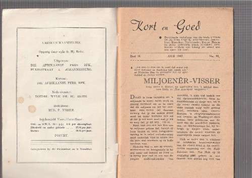 Kort en Goed - Julie 1947 - Politieke tydskriffie uit vroee jare