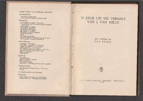 n Keur uit die verhale van J van Melle (k3) - kortverhale 1949