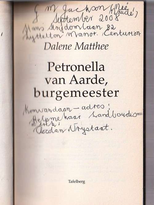 Petronella van Aarde Burgermeester - Dalene Matthee (c4) Roman