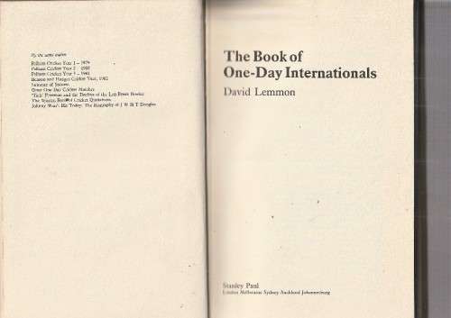 The Book of one day Internationals - David Lemmon (a2) - Cricket