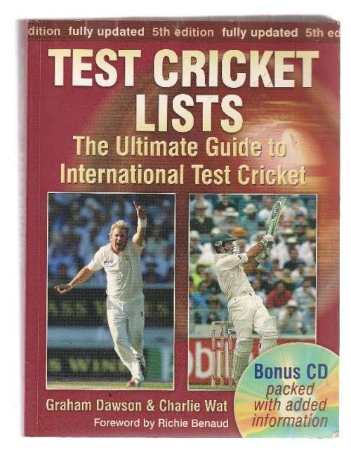 Test Crickets Lists - Dawson & Wat (Ultimate Guide to Test Cricket) NO CD (a2)
