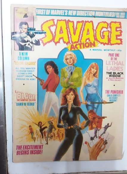 SAVAGE ACTION Comic (1981) Blade - Black Widow & Punisher (tab)