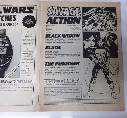 SAVAGE ACTION Comic (1981) Blade - Black Widow & Punisher (tab)