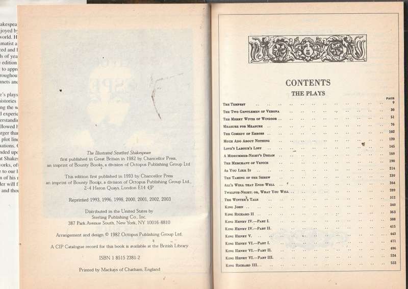 The Illustrated Stradford Shakespeare (All 37 plays 160 sonnets & Poems 1024 Pages