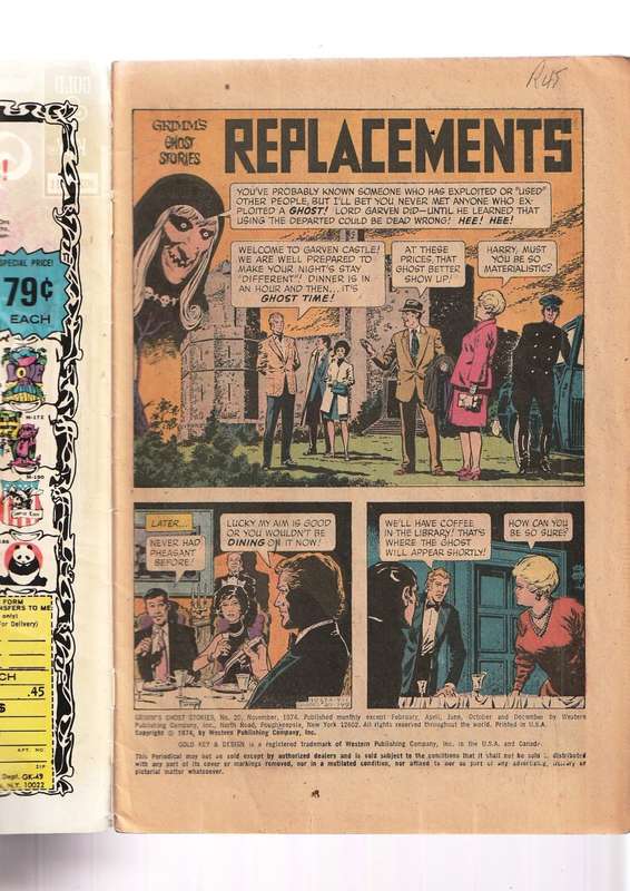 Grimm`s Ghost Stories no 20 Comic Gold Key - Bronze Age